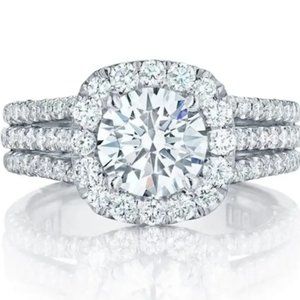 NEW Stunning Micro Pave 3 Row Zircon Engagement/Wedding Style Ring-Size 6